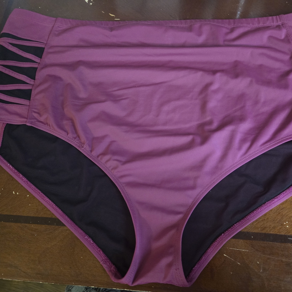 Torrid Purple Swim Bottoms With Sheer Inswt On Sides Size 5